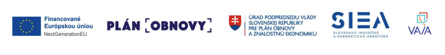Financované Európskou úniou — NextGenerationEU · Plán obnovy · Úrad podpredsedu vlády SR · SIEA · VAVA